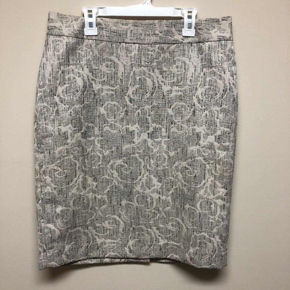 Ann Taylor factory Cream Metallic Pencil Skirt